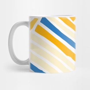 Stripes Blue Orange Cream Abstract Art Mug